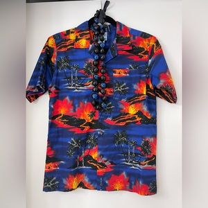 Youth Hawaiian Shirt with Hawaiian necklace